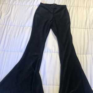 the CUTEST black velvet bell bottoms flare pants